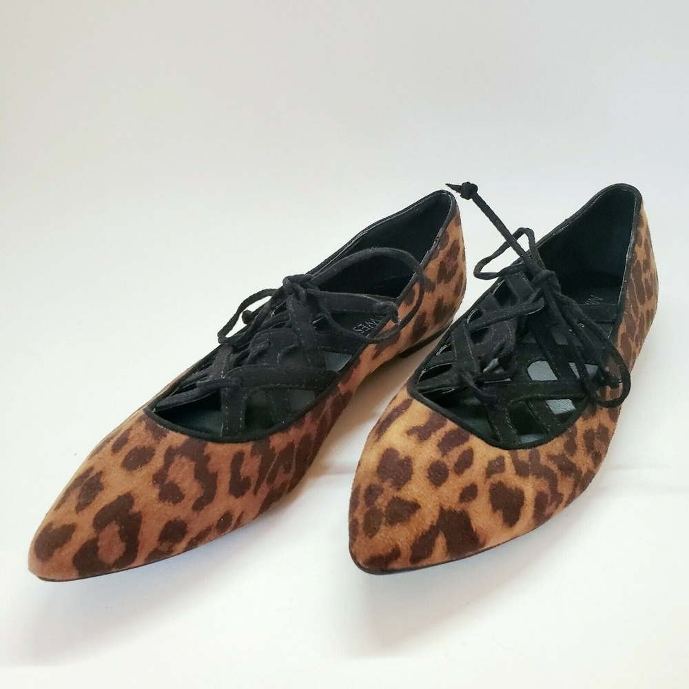 Nine West Animal Print Lace-Up Flats